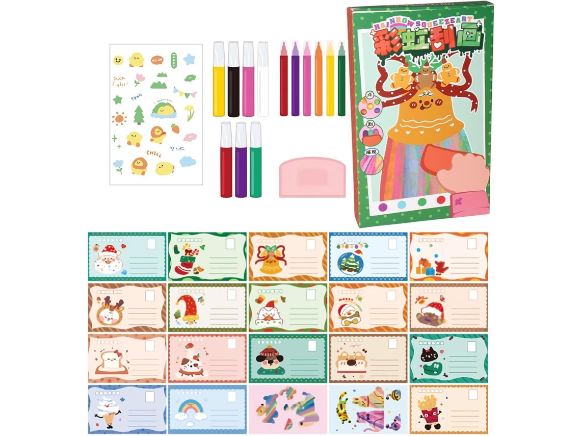Kit De Arte Rainbow Squeeze Cartões Postais Divertidos E Criativos