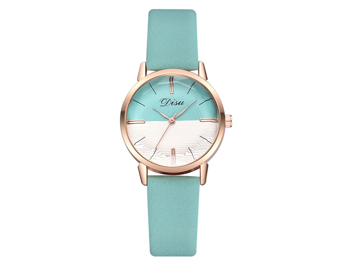 Relógio de Pulso Feminino de Quartzo Casual com Pulseira de Pu Azul Céu