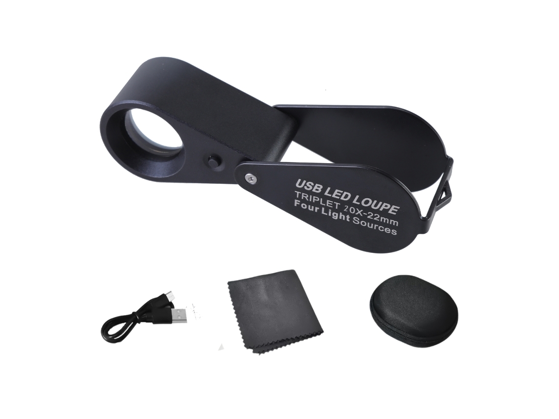 Mini Lupas Dobráveis​​ para Joalheiros com Aumento de 10x, 20x e 30x Lente de 21mm para Joias, Pedras Preciosas, Moedas, Selos e Relógios BRILVIBERA