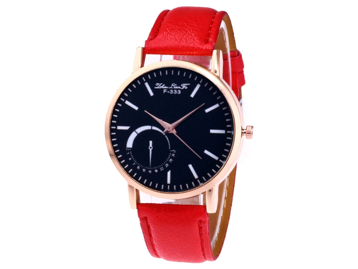 Relógio masculino Zhoulianfa, analógico, de quartzo, com pulseira de couro PU (vermelho)