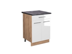 Móvel de cozinha Vicco Fame-Line, Branco alto brilho, 60 cm com gaveta, PA Antracite