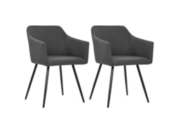 Vidaxl Cadeiras De Jantar 2 Pcs Tecido Cinzento-escuro
