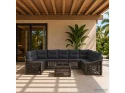 Vidaxl Conjunto De Sofá De Jardim 10 Pcs Cinzento Vime Pe