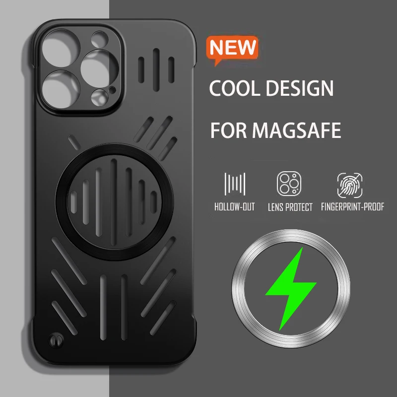 Capa Magnética Para Iphone 15 Com Dissipação De Calor, Carregamento Sem Fio E Estrutura Rígida Em Policarbonato.