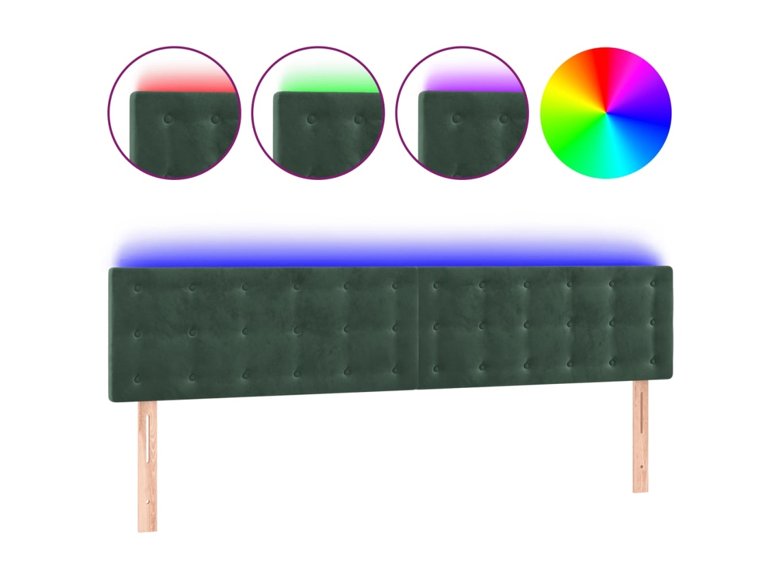 Led Headboard, Led Headboards Vidaxl Verde Veludo (180 X 5 X 78/88 Cm)