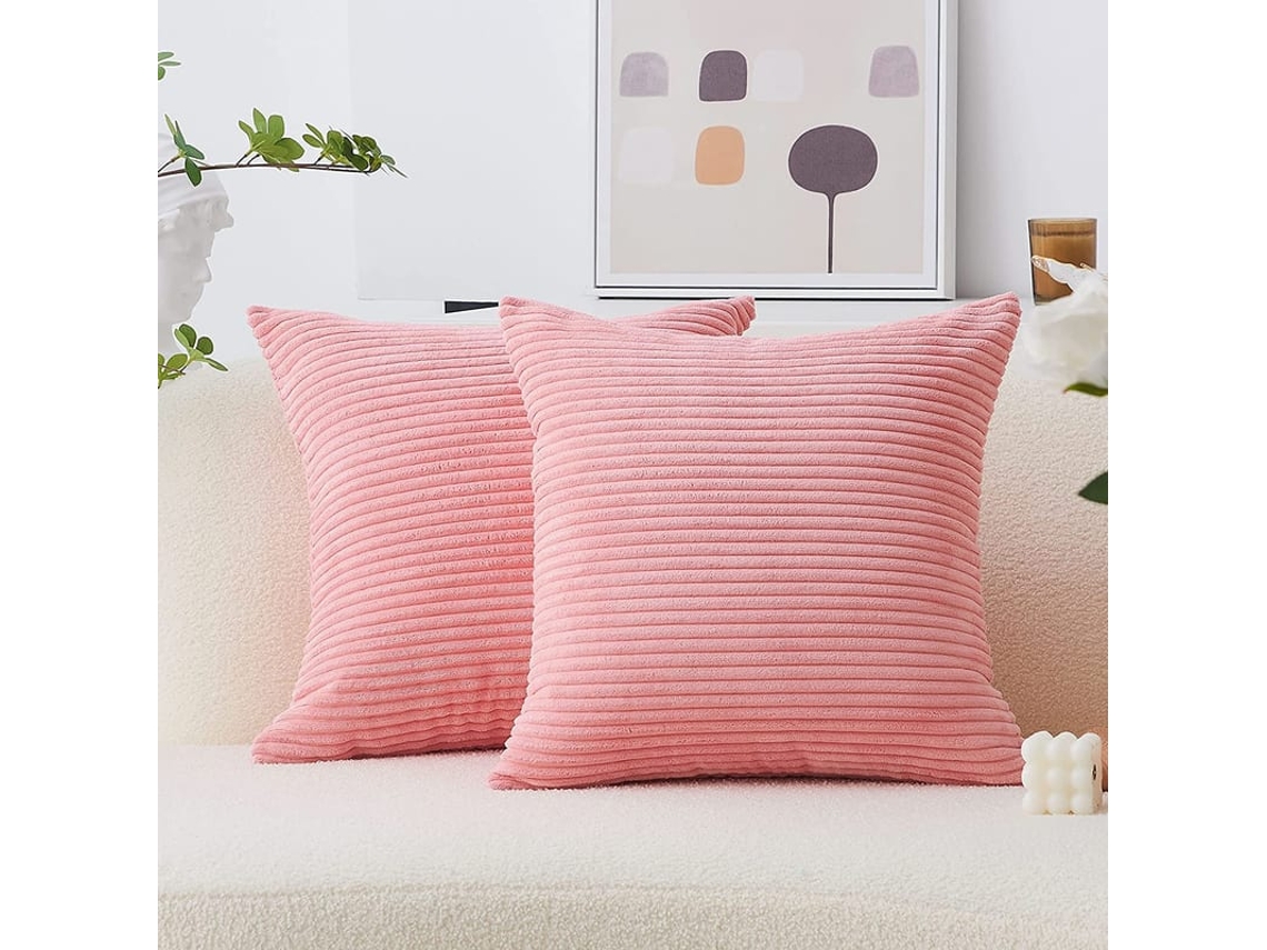 Conjunto De 2 Capas Para Almofada Soft Para Sofá Cama 18x18 Polegadas Rosa