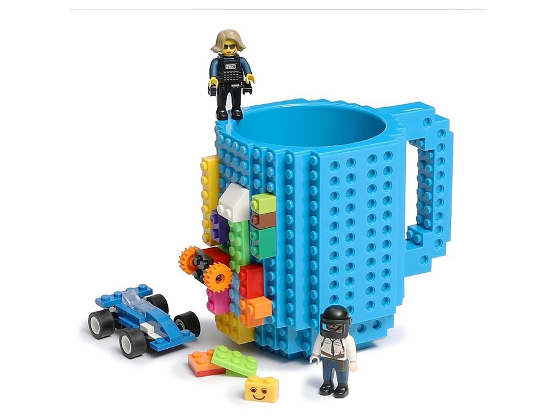 Nova Line caneca de Café com Blocos de Construção, Diy Criativo Presente Divertido para Crianças Homens Mulheres Natal Aniversário (azul)