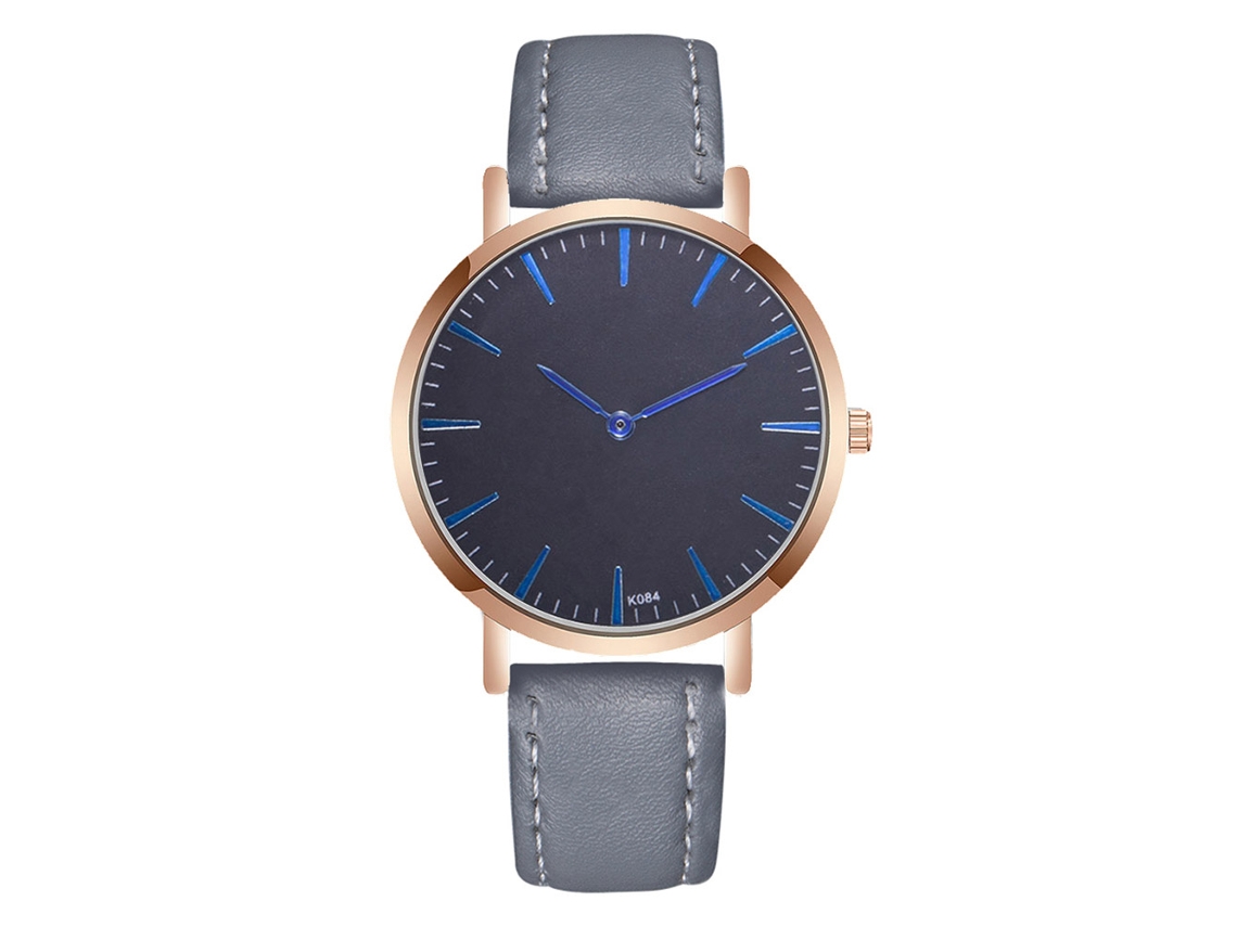 Relógio Masculino de Negócio com Pulseira de Couro Pu Movimento de Quartzo Cinza