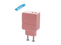 Dual Usb Port Eu Plug Charger Rápido, Adaptador De Alimentação Portátil Multi Porta Rosa Beisk