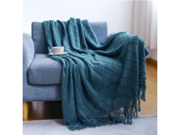 Manta de Tricô com Pompons Colcha Grossa e Luxuosa Estilo Vintage Fazenda Extragrande, Macio, Quente, Ideal Pa