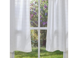 Cortina De Cozinha Xadrez Branca Com Listras Boêmias, 60x90cm, Ideal Para Cafés, Janelas Pequenas