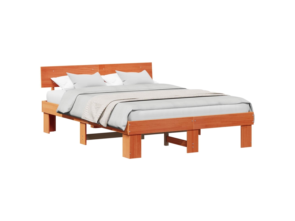Estrutura da Cama com Cabeceira Marrom Cera 140x200 cm MAISON EXCLUSIVE