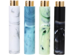 Conjunto de 4 Frascos Spray Perfume, Plástico e Vidro, 10ml, Recarregáveis.