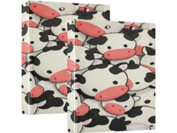 Macarrão escolar macio com estampa de vaca, 3,8 cm, 1,5 unidades, fichário com 3 anéis e prancheta, pacote com 1 ou 2 unidades.