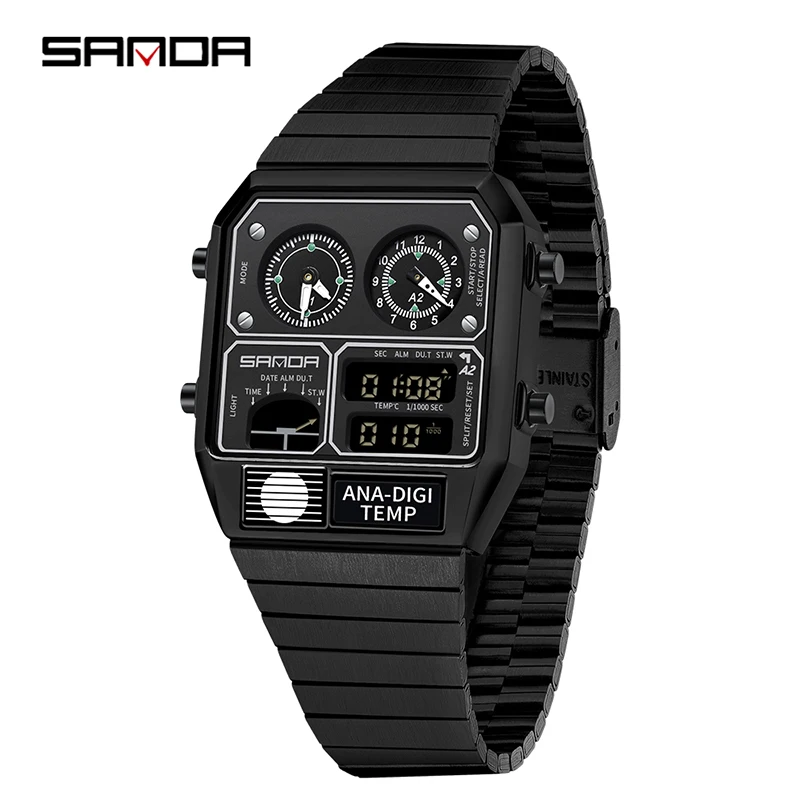 Relógio Digital Led Masculino para Atividades ao Ar Livre Mostrador Quadrado MDUG (preto)