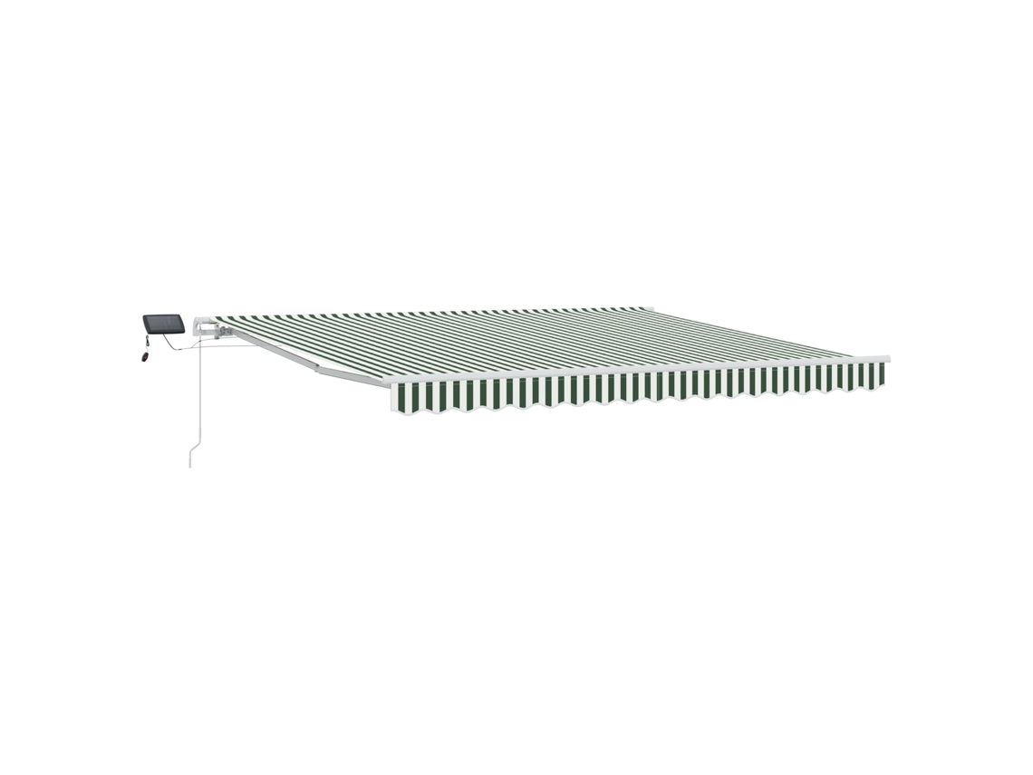 Toldo Retrátil Manual Com Led Verde E Branco Vidaxl Verde Poliéster (400 X 300 Cm)