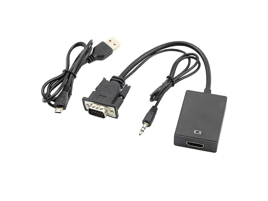Adaptador Lurelia Cabo VGA para HDMI, 1080p, 22 cm, com áudio, com alimentação, branco