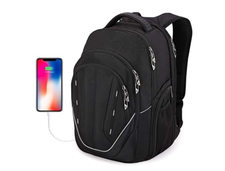 Mochila grande impermeável e fácil de usar, mochila para laptop de negócios para homens com proteção de carregamento USB