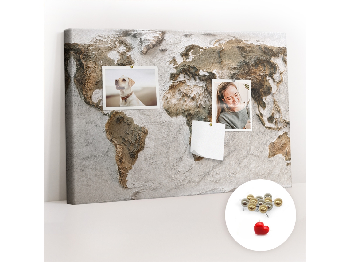 Quadro De Cortiça Com Impressão Mapa-múndi Antigo Para A Sala De Estar Espelharte (60x40 Cm)