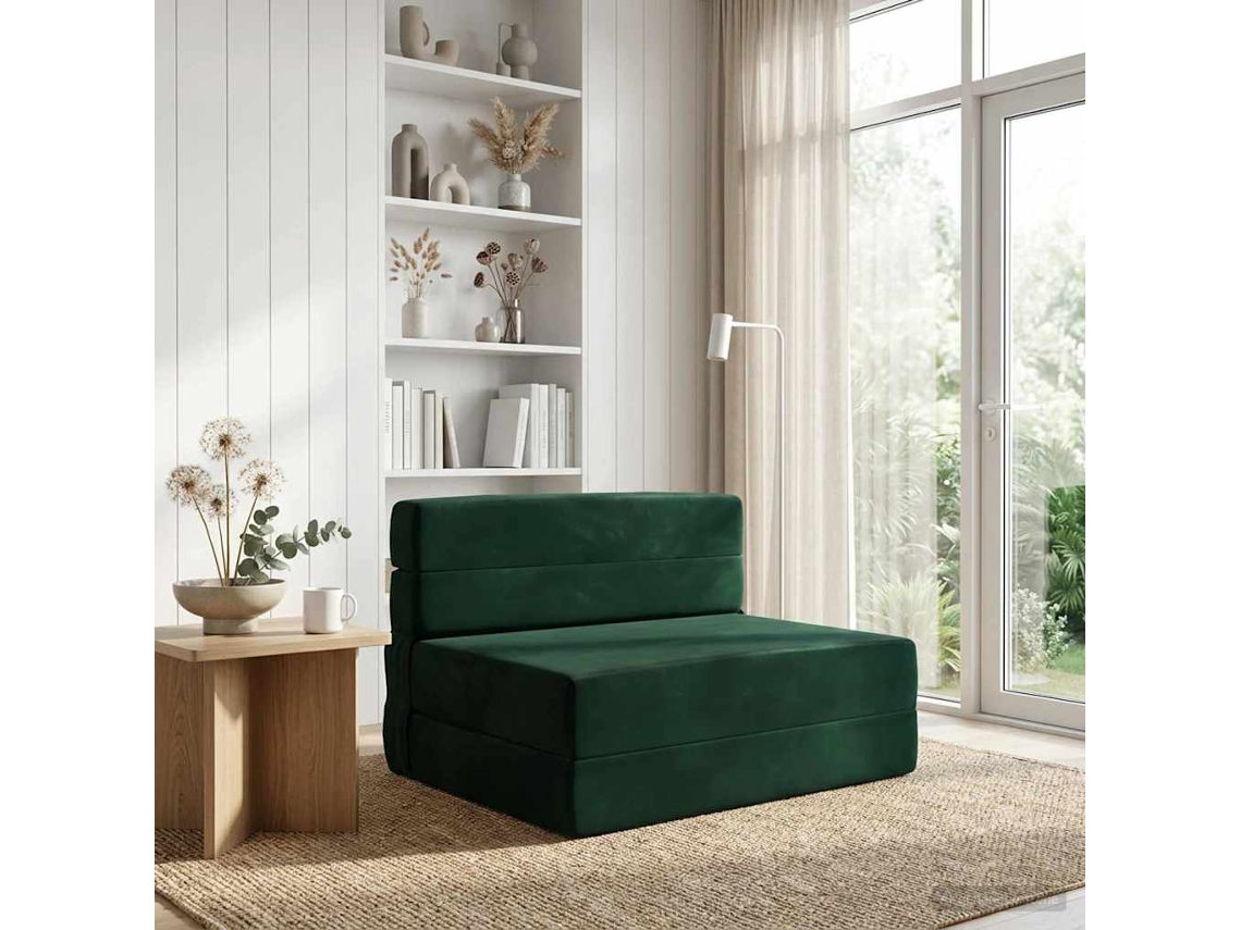 Vidaxl Sofá Cama Dobrável Verde-escuro 70 X 80 X 60 Cm Tecido