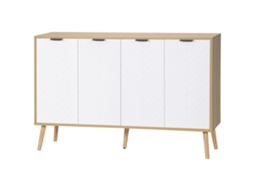 Aparador De Cozinha Moderno Com Prateleiras Ajustáveis 2 Armários E Anti-tombo 120x35x77,4 Cm Branco E Madeira