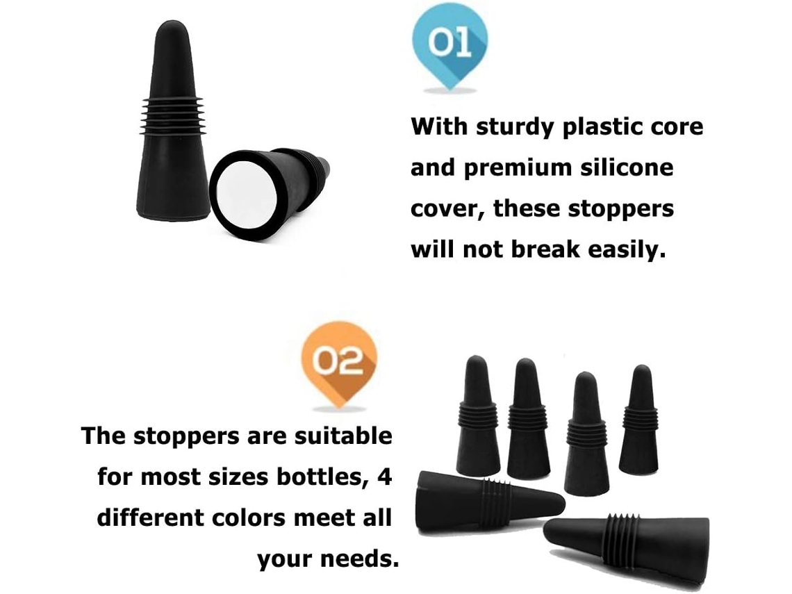 *pacote Com 8 Rolhas De Silicone Reutilizáveis ​​para Garrafas De Vinho*