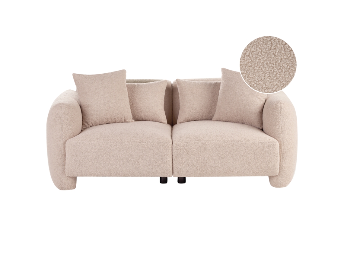 Sofá De 3 Plazas Beliani Ekenes De Bouclé Beige 182x90x72