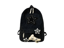 Mochila Casual De Grande Capacidade Para Estudantes, Escola E Laptop, Com Estampa De Estrelas, Branca.