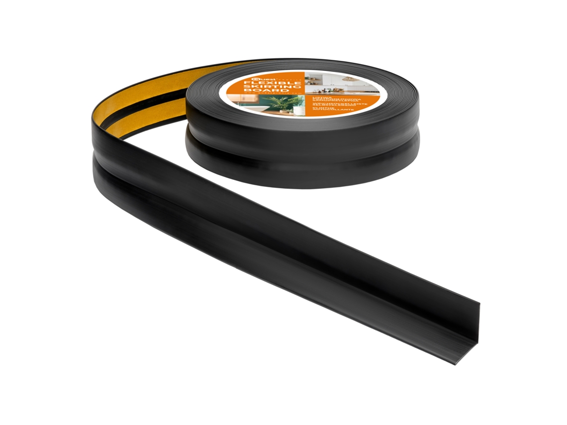 Rodapé Pvc 25x25 Mm Autoadesivo Flexível, 5 M, Preto
