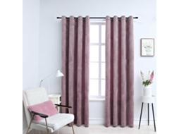 Vidaxl Cortinas Blackout C/ Argolas 2 Pcs 140x245cm Veludo Rosa Antigo