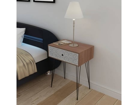Mesa Cabeceira VIDAXL Carvalho 800352 Castanho (44 x 30.5 x 57.5 cm - MDF)