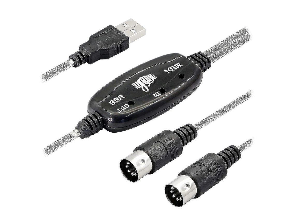 Adaptador De Cabo Usb Midi, Tipo A Para Din 5 Pinos Duplo Para Teclado, Pc, Estúdio Com Led Br Aquaforge