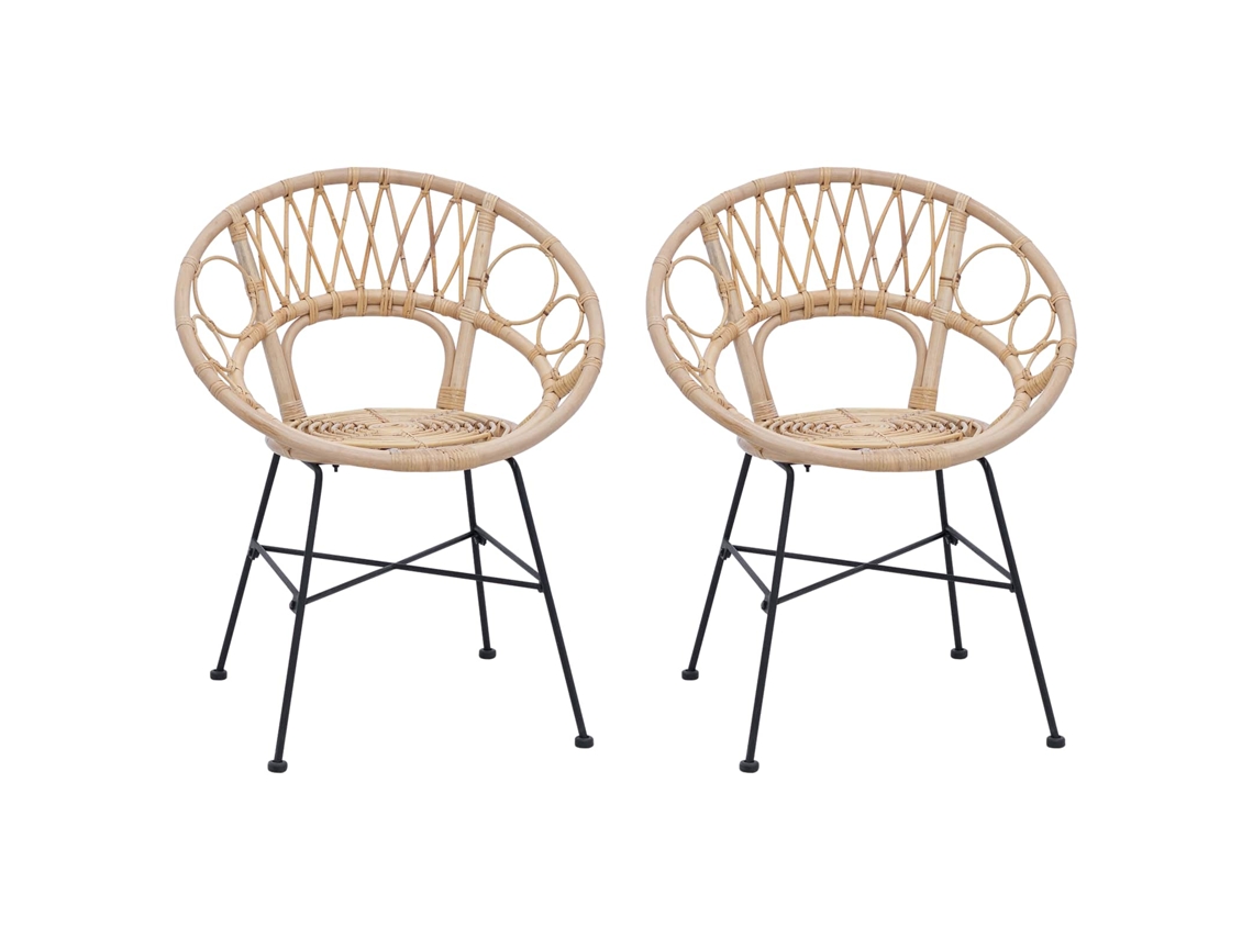 Maison Exclusive - Cadeira De Jantar 2 Unid. Rattan E Ferro Natural