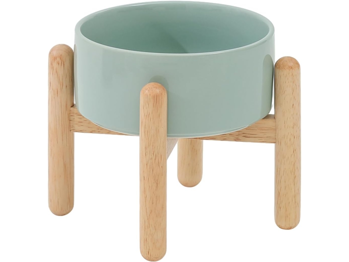 Tigela Elevada de Cerâmica com Suporte para Cães de Porte Médio e Grande, para Comida e Água para Animais de Estimação Única com Suporte AQUAFORGE