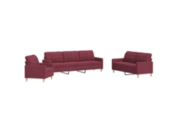 Sofa Set, Sofa Sets Vidaxl Vermelho Tecido (n/a)