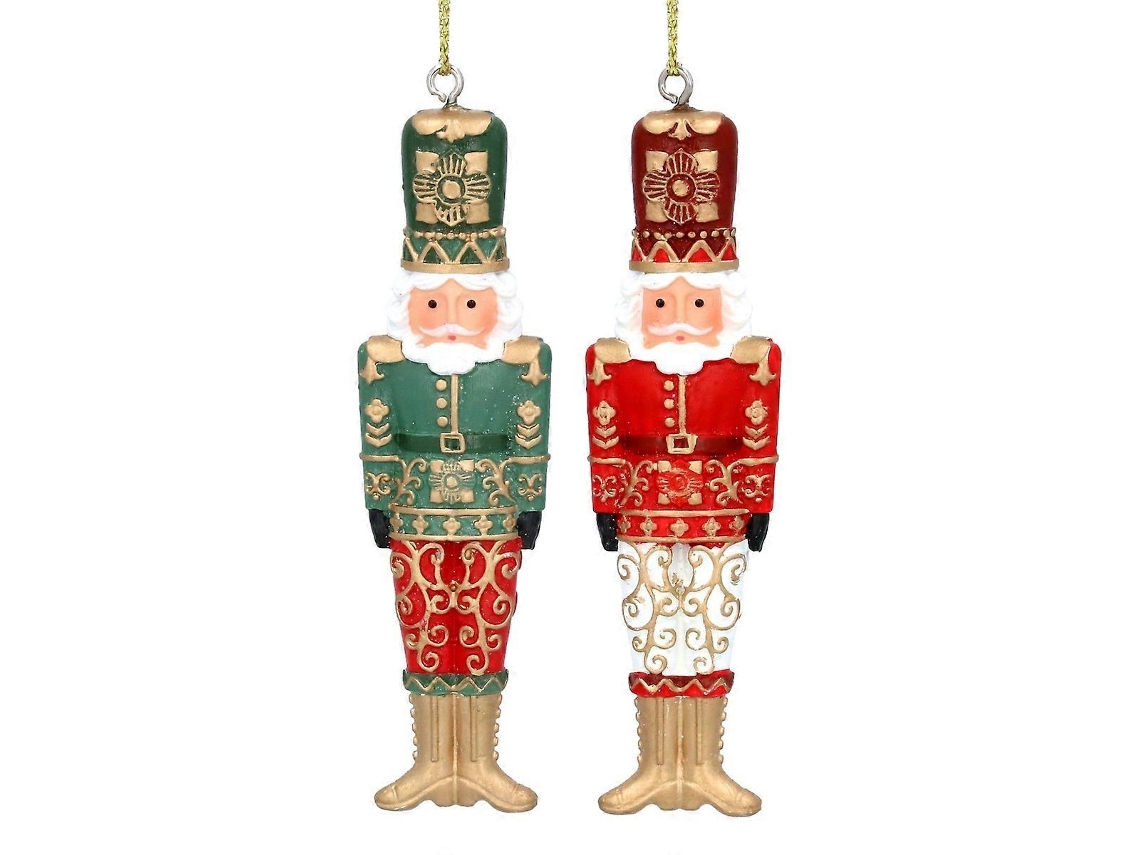 Gisela Graham Conjunto De 2 Enfeites De Natal Quebra Nozes Vermelhos E Verdes Olysi Shop