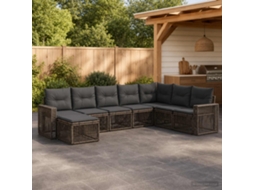 Vidaxl Conjunto De Sofá De Jardim 8 Unid. Cinza E Cinza Escuro Vime Pe