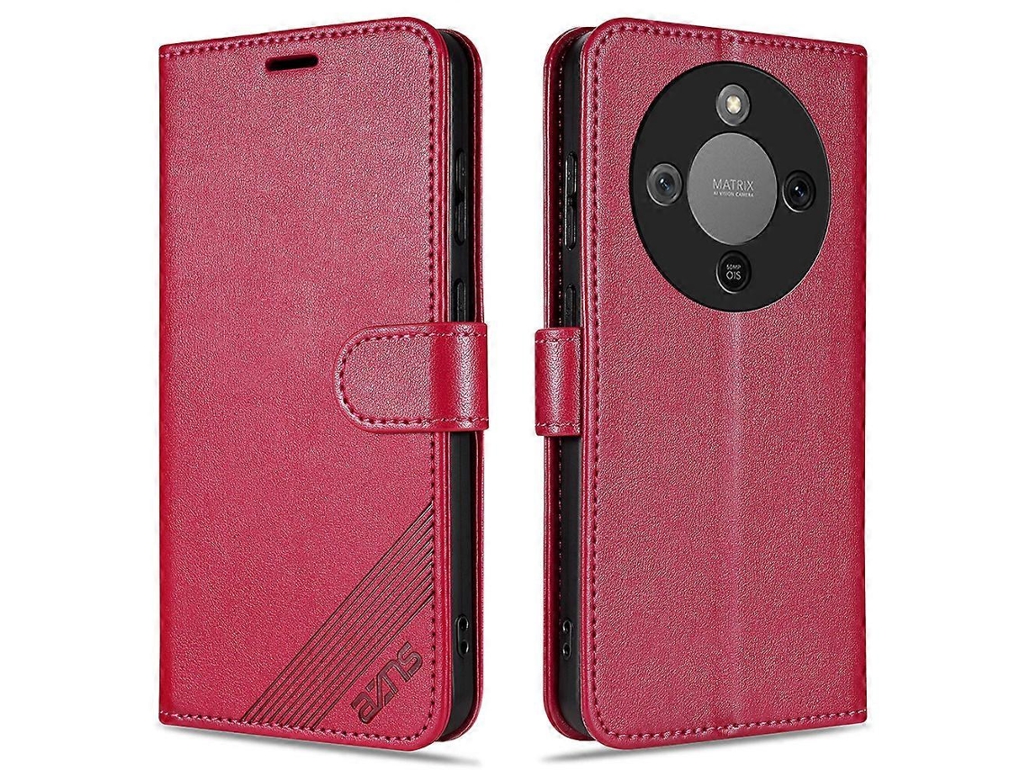 Capa Tkdaddy Azns Para Honor X70 5g, Capa Antirriscos De Couro Sintético, Com Suporte, Tipo Carteira, Vermelha