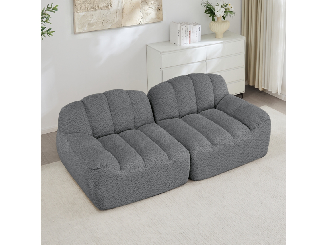 Sofá Modular 2 Lugares Sem Estrutura Assento Profundo Cinza VOLTEDGE