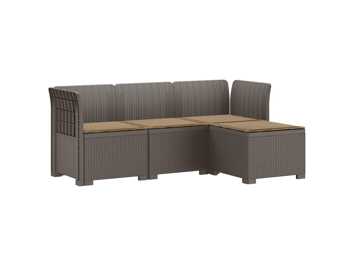Vidaxl Sofá De Jardim Para 4 Pessoas Com Almofadas Estilo Rattan Pp