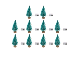 10 Peças De Árvore De Natal Em Miniatura Para Casa De Boneca 1:12 Com Luzes Decorativas Acessórios