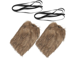 Polainas De Pele Sintética Marrom Estilo Viking Medieval, Poliéster, Confortáveis ​​e Quentinhas.