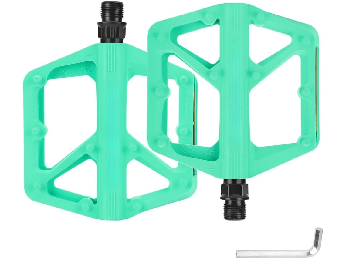 Pedais de bicicleta em nylon, plataforma longa antiderrapante com
