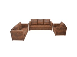 Sofa Set, Sofa Sets Vidaxl Marrom Couro Artificial (n/a)