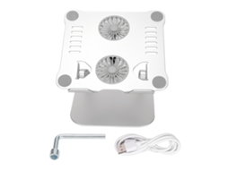 Suporte De Alumínio Para Laptop Com Ventiladores De Resfriamento Ajustáveis E Dobráveis Para Laptops De 10 A 17,3 Polegadas, Prata Slowmoose