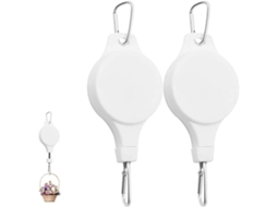 Conjunto de 2 Polias Retráteis para Plantas Suporte Ajustável para Cestos Suspensos com Mosquetão, Aço Inoxidável, Multicolor, Comprimento 90cm INF