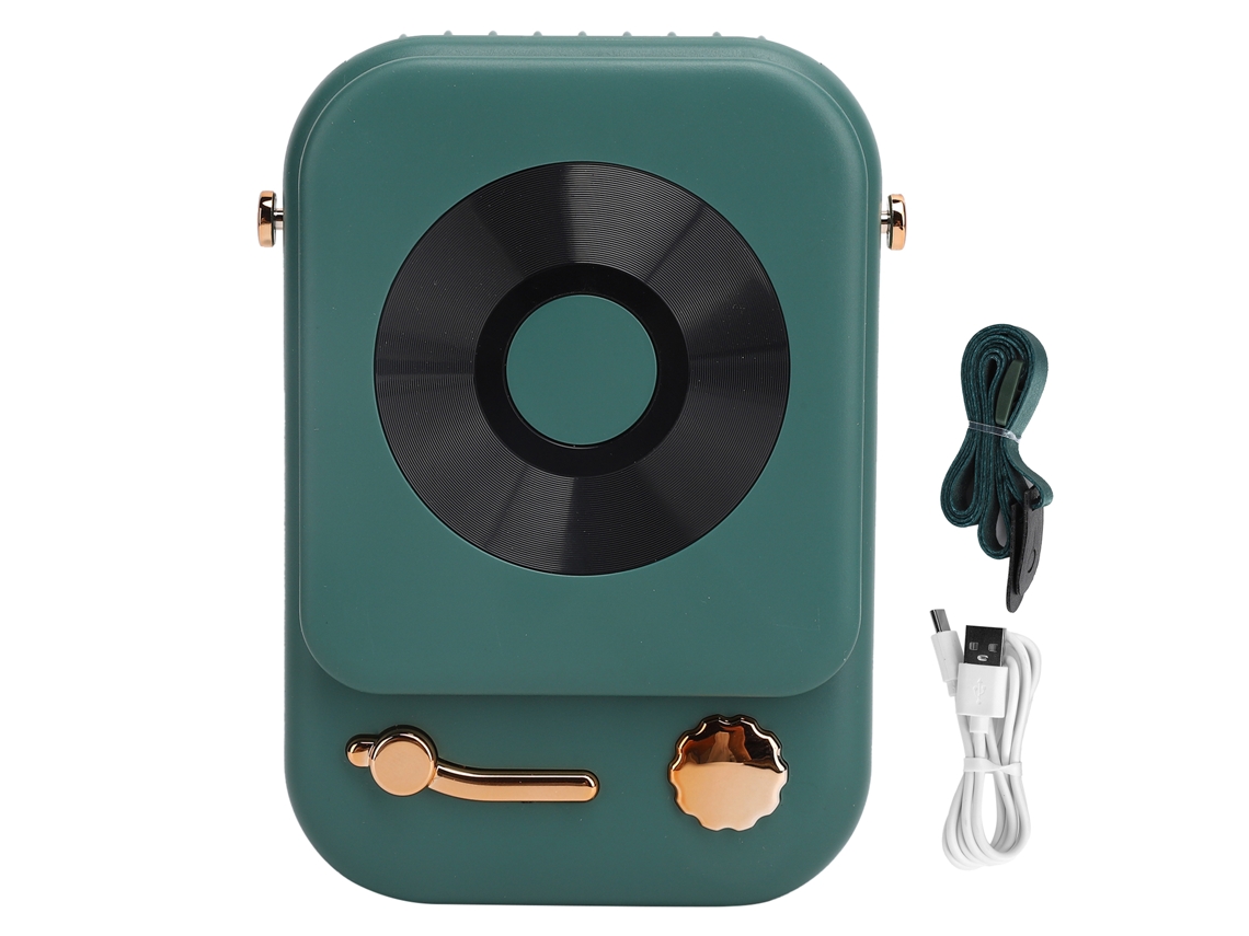 Ventilador Portátil Colar Manual De Mesa Com 3 Velocidades Ajustáveis E Cordão Verde