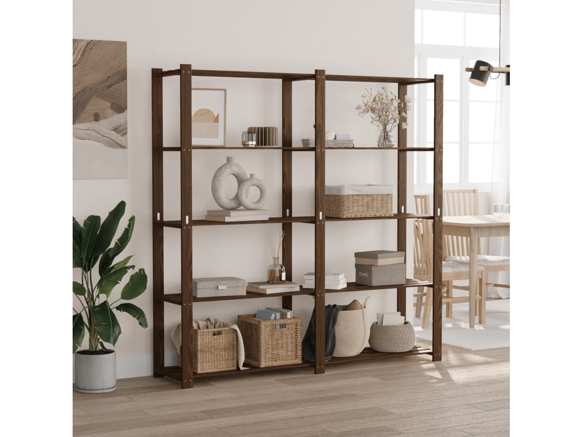 Vidaxl Unidade De 5 Prateleiras 170x38x170 Cm Pinho Maciço Castanho