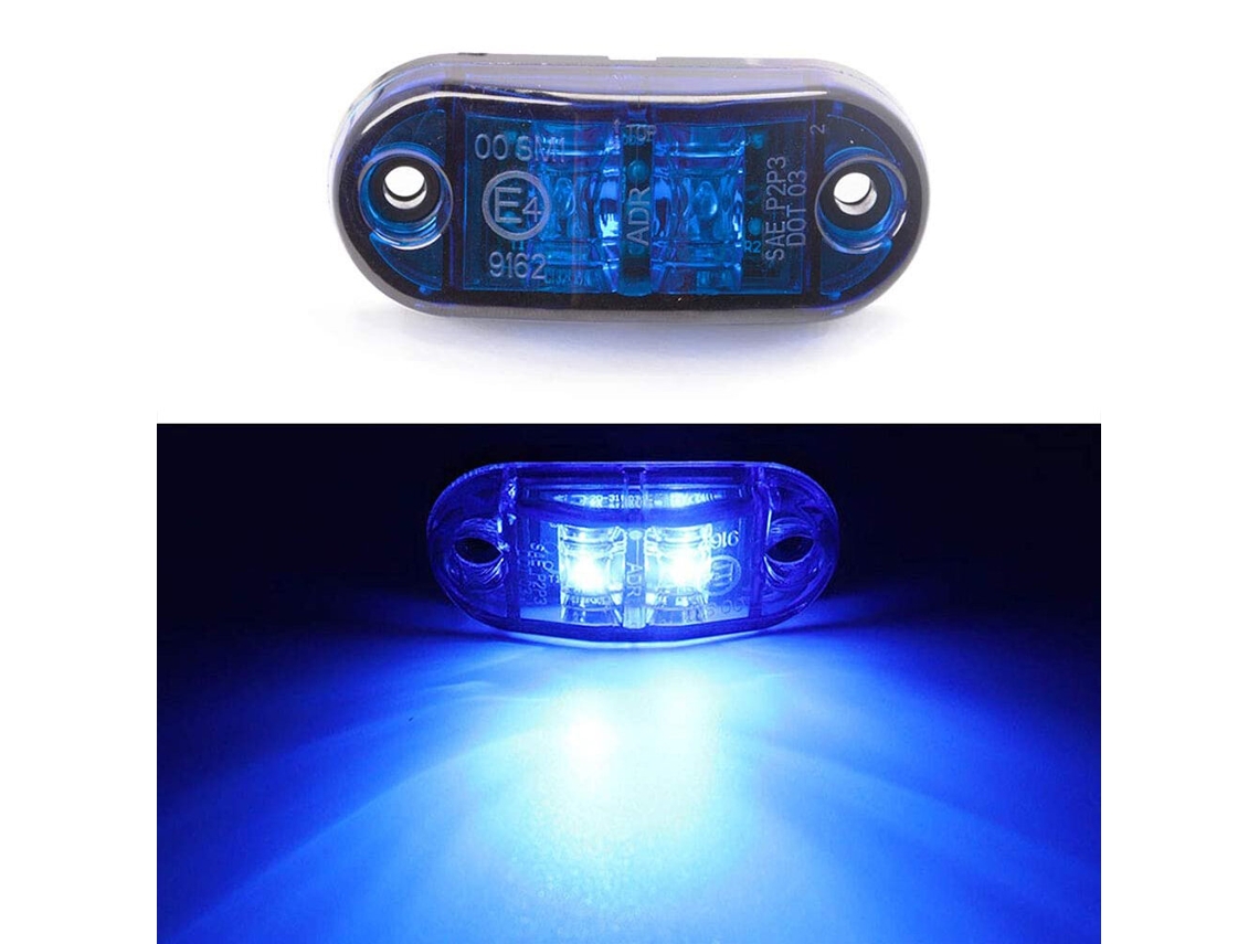Luz Indicadora De Marcador Lateral Frontal Led Azul-1 Peça 12v 24v Para Camiões, Carrinhas, Reboques E Barcos