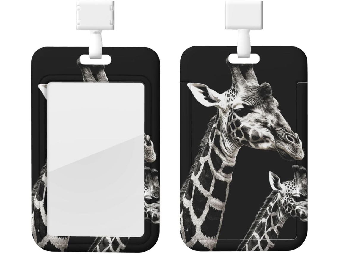 Suporte Crachá Com Cordão, Suporte Crachá Plástico Impermeável, Suporte Crachá Com Estampa Girafa Preta, Protetor Crachá